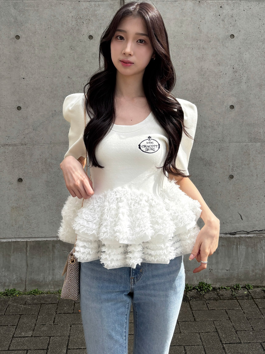 snidel チャコットコラボ　トップス　ホワイト SNIDEL（スナイデル） Chacott コラボレーストリムTシャツ swct261108
