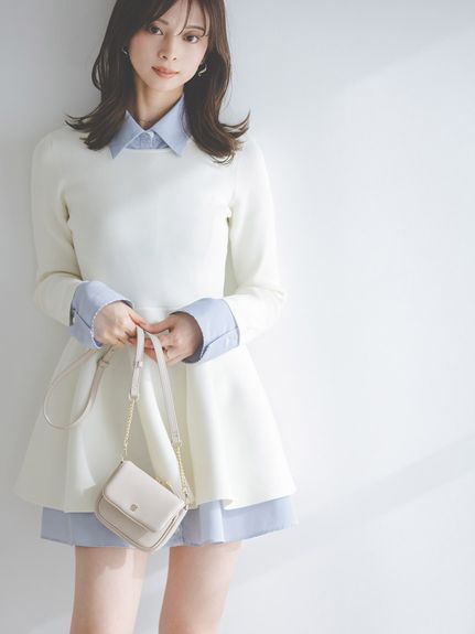 SNIDEL シャツレイヤードニットチュニック シャツレイヤードニットチュニック(ニット)｜トップス｜SNIDEL