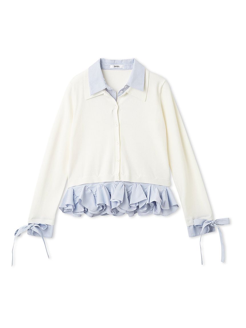 シャツドッキングヘムボリュームニットプルオーバー(ニット)｜トップス