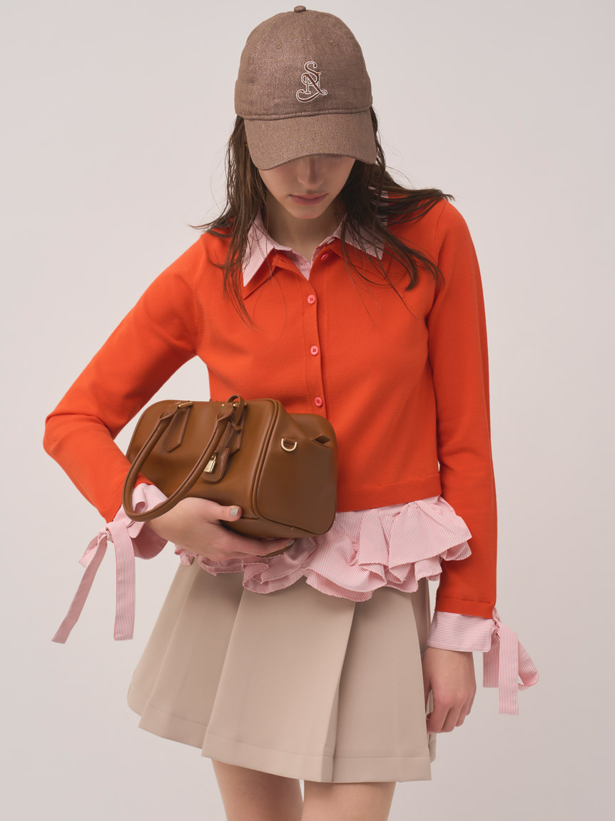 シャツドッキングヘムボリュームニットプルオーバー(ORG-F)