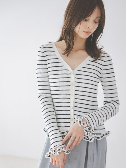 ボーダーフリルカーディガン(カーディガン)｜トップス｜SNIDEL