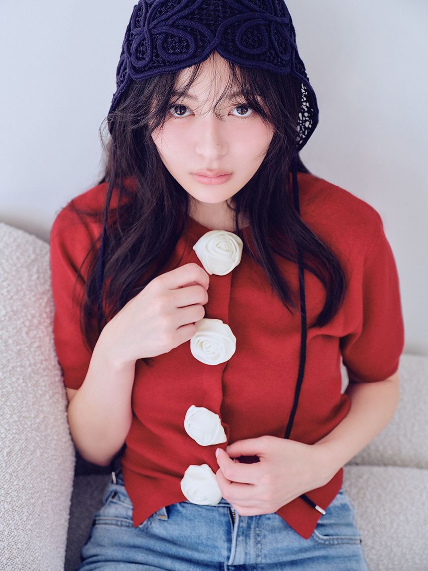 WEB限定/ROSE Collection】モチーフボタンニットカーディガン