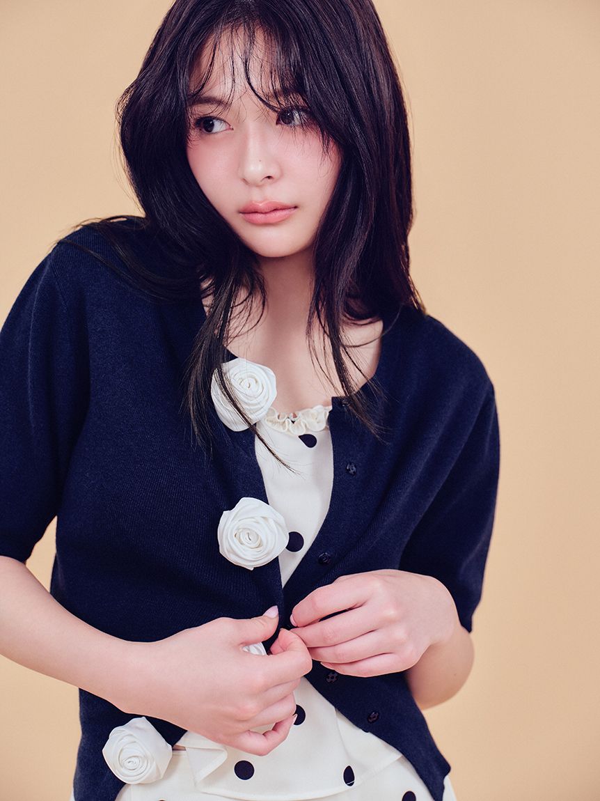 WEB限定/ROSE Collection】モチーフボタンニットカーディガン