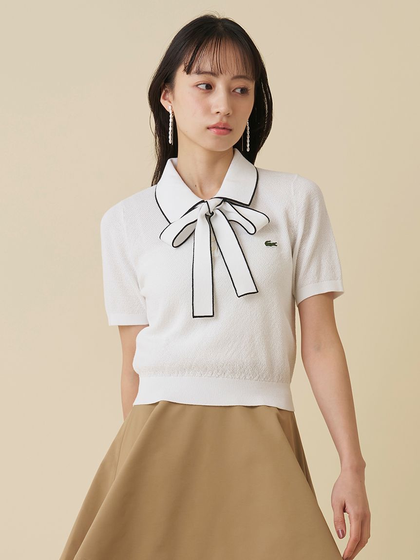 タグ付き　未使用　ラコステ　スナイデルコラボ　 ポロニット　ピンク LACOSTE/ボウタイポロニットプルオーバー(ニット)｜トップス｜SNIDEL