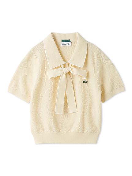 新品未使用 LACOSTE ボウタイポロニットプルオーバー ホワイト LACOSTE/ボウタイポロニットプルオーバー(ニット)｜トップス｜SNIDEL