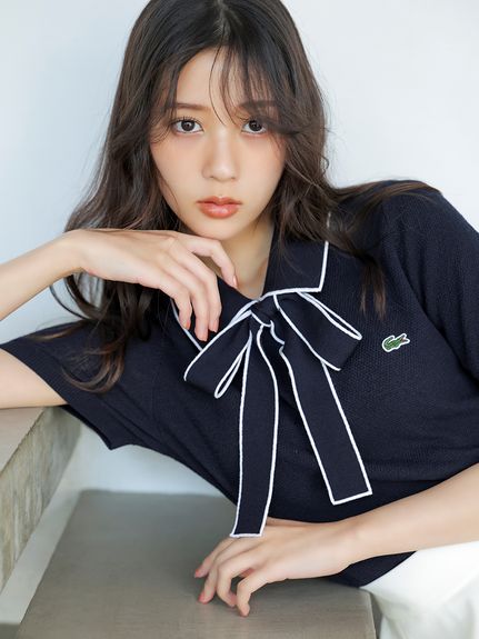 新品未使用品　スナイデル×LACOSTE/ボウタイポロニット　ネイビー LACOSTE/ボウタイポロニットプルオーバー(ニット)｜トップス｜SNIDEL