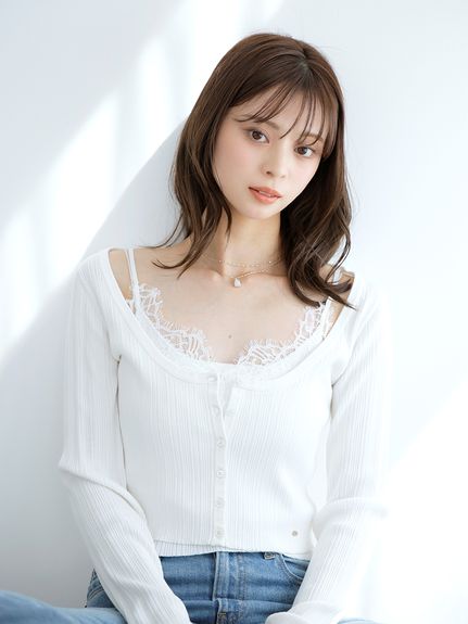 snidelニットアンサンブル レーストリムニットアンサンブル(ニット)｜トップス｜SNIDEL
