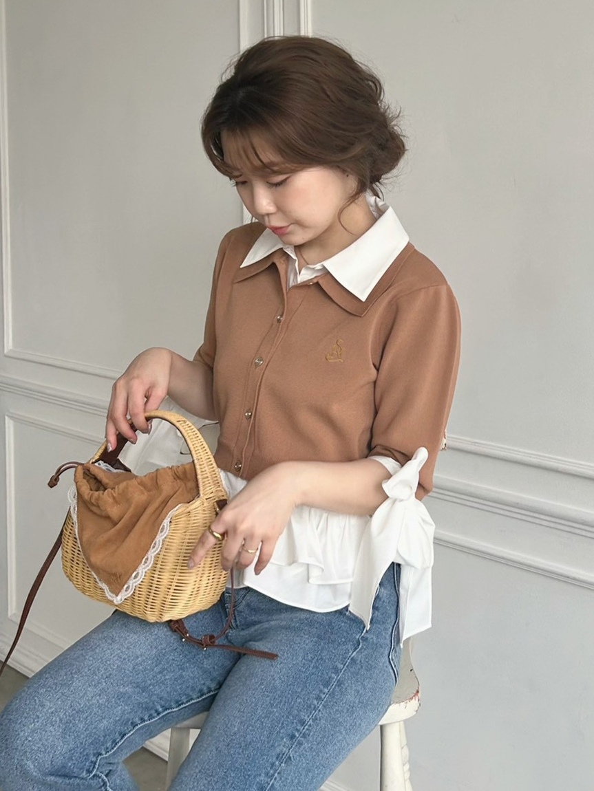 SNIDEL スナイデル 新作♡ シアーブラウスレイヤードニットプルオーバー SNIDEL（スナイデル）の「シアーブラウスレイヤードニットプルオーバー