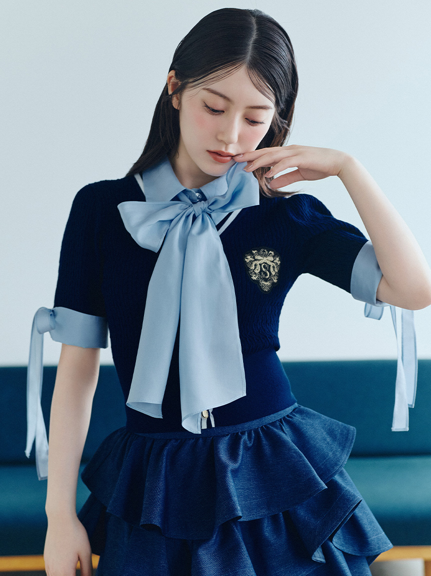シャツカラーエンブレムニットプルオーバー(ニット)｜トップス｜SNIDEL