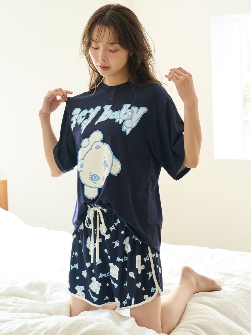 【icy baby】【接触冷感】Ｔシャツセットアップ 限定カラーあり】【icy baby】【接触冷感】Tシャツセットアップ