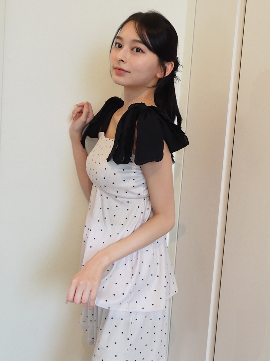 （新品未使用）スナイデル♡ショルダーリボンワンピ SNIDEL（スナイデル）の「リボンショルダードレス（ワンピース