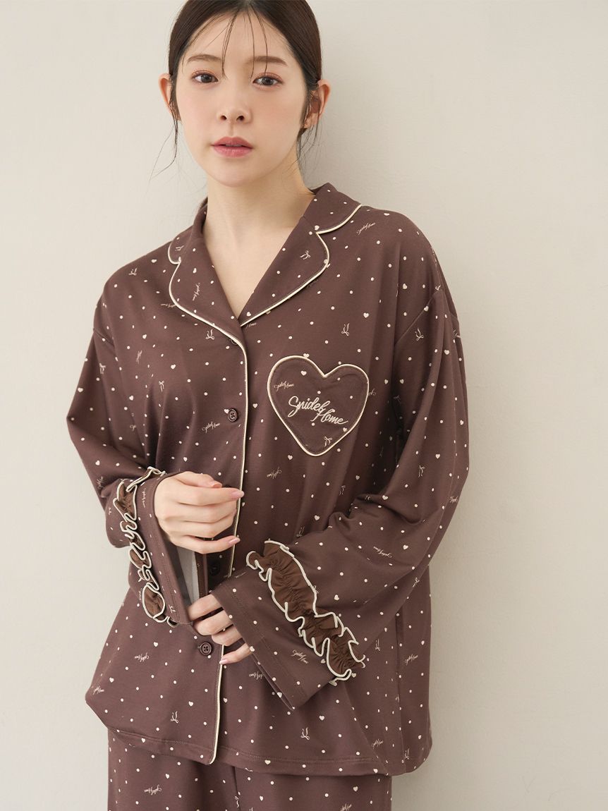 【美品】スナイデルホーム　ハートドット柄開襟シャツ&ロングパンツSET ハートドット柄開襟シャツ(シャツ＆ブラウス)｜スナイデルホーム