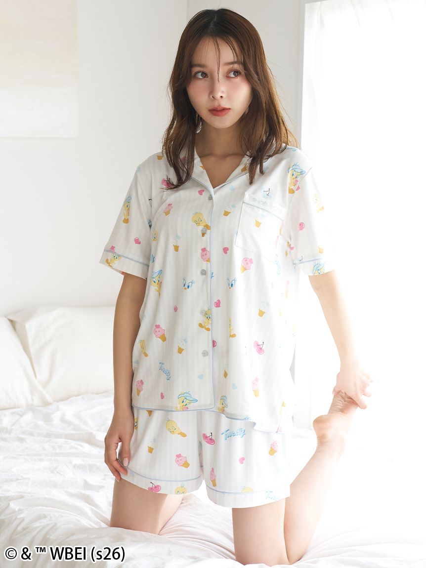 WEB限定】【セット商品】【Tweety】開襟シャツ&カットショートパンツ