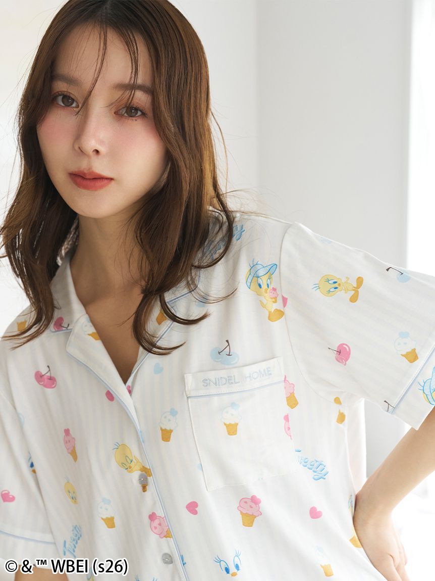 WEB限定】【セット商品】【Tweety】開襟シャツ&カットショートパンツ