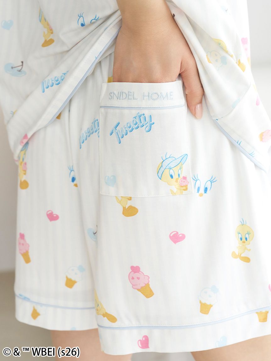WEB限定】【セット商品】【Tweety】開襟シャツ&カットショートパンツ