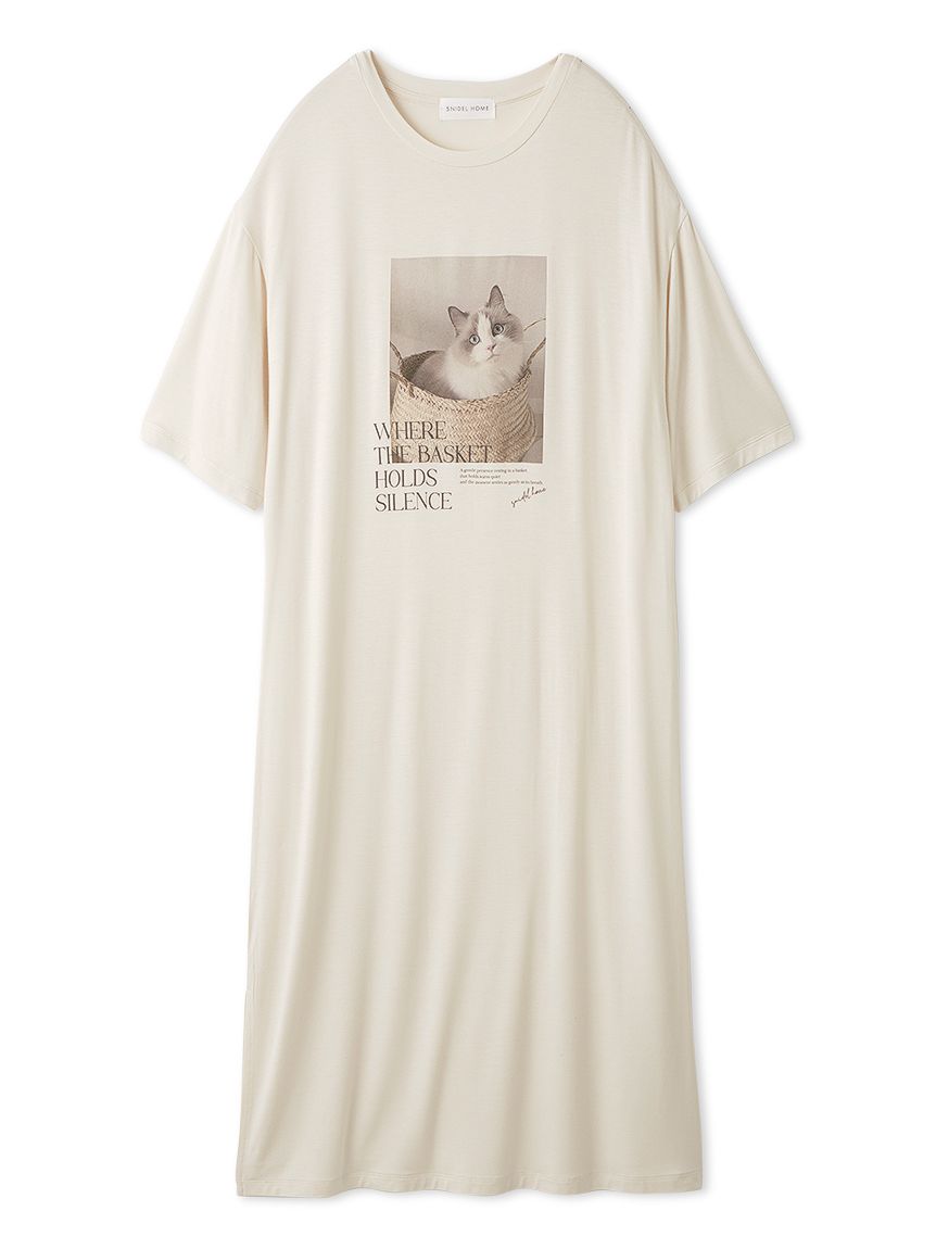 接触冷感】ネコTシャツワンピース(ロングワンピース)｜ワンピース
