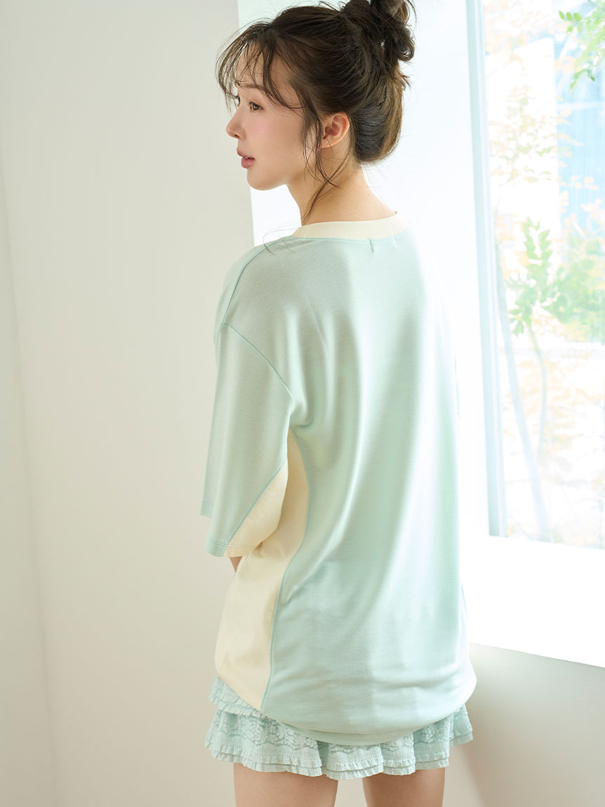 snidel home ガーゼフリルレースチュニック　ガーゼレースパンツ SNIDEL（スナイデル）の「オーガンフリルショーパン（その他