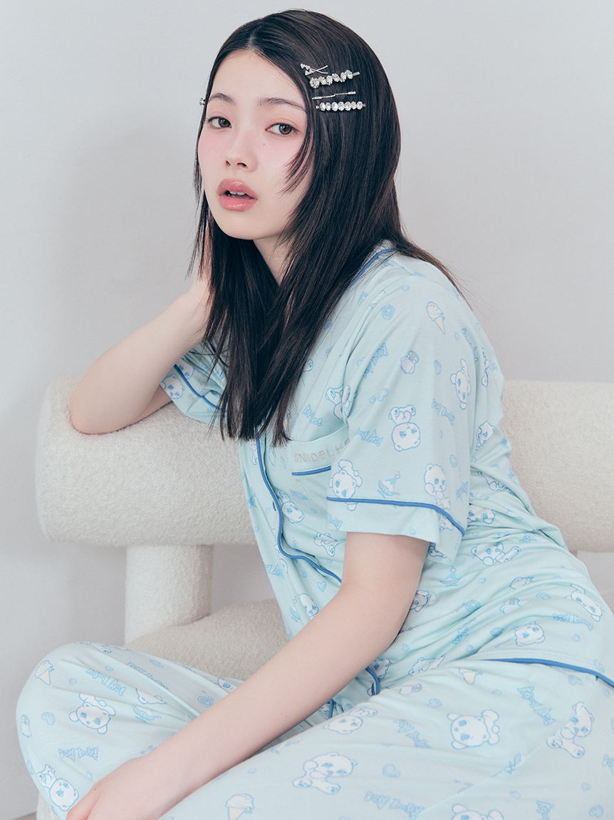 限定カラーあり】【icy baby】【接触冷感】総柄ロングパンツ