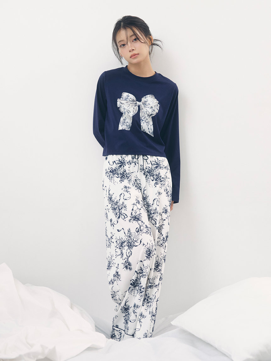 SNIDEL  ベアプリントロングパンツ 5th Anniversary】カットロングパンツ(ロングパンツ