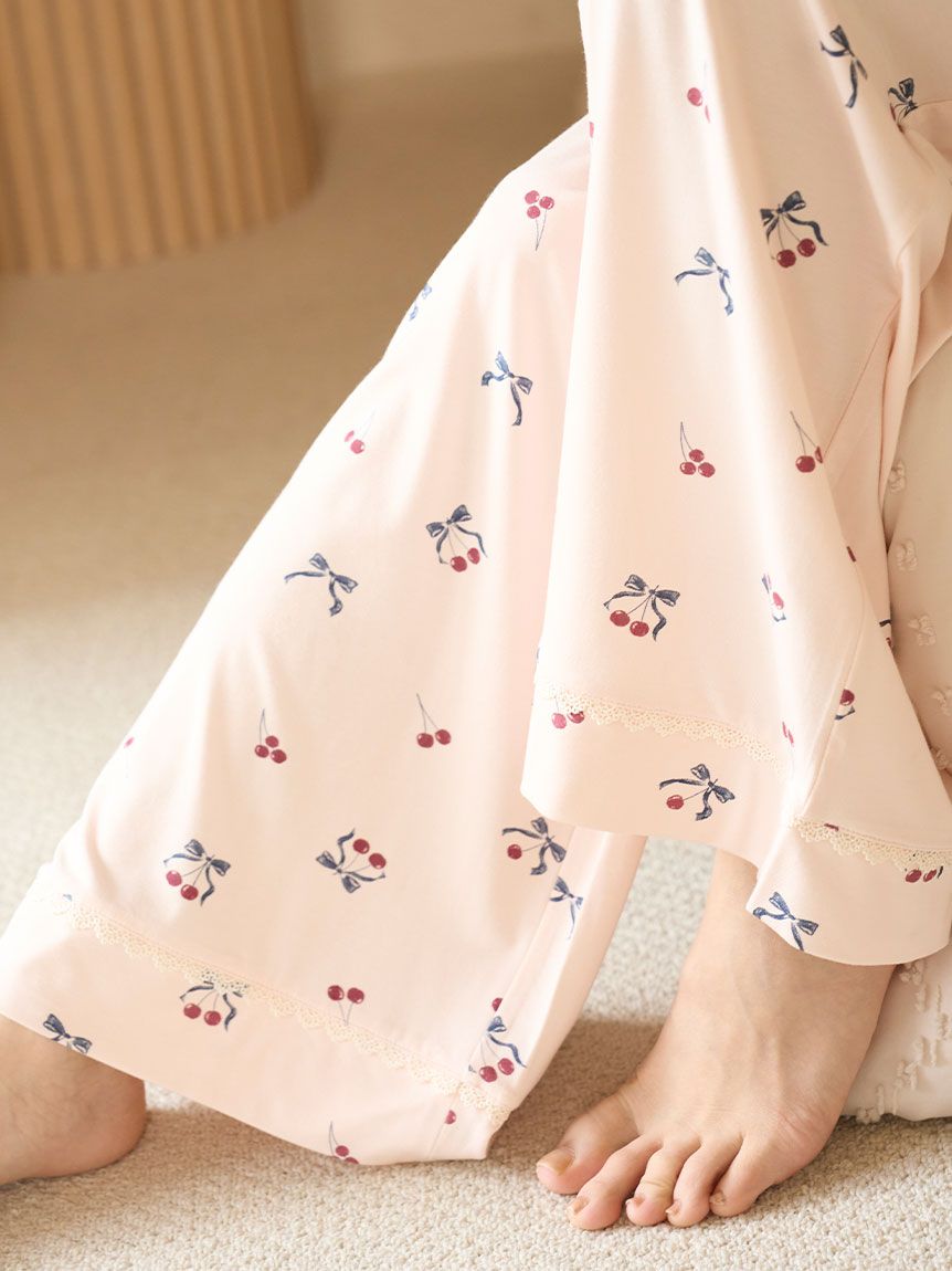 完売品 スナイデルホーム【接触冷感】チェリーＴシャツ&ロングパンツ ベージュ 接触冷感】チェリーシリーズロングパンツ(ロングパンツ)｜スナイデル