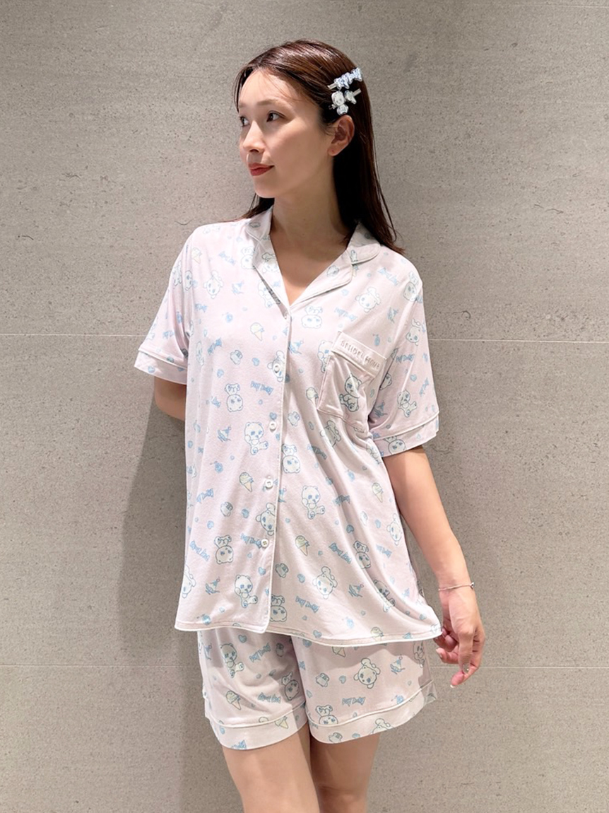 限定カラーあり】【icy baby】【接触冷感】総柄開襟シャツ