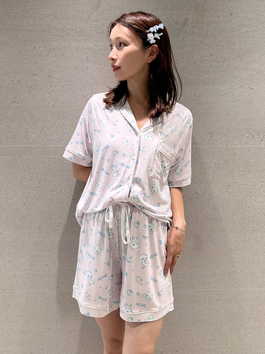 限定カラーあり】【icy baby】【接触冷感】総柄開襟シャツ