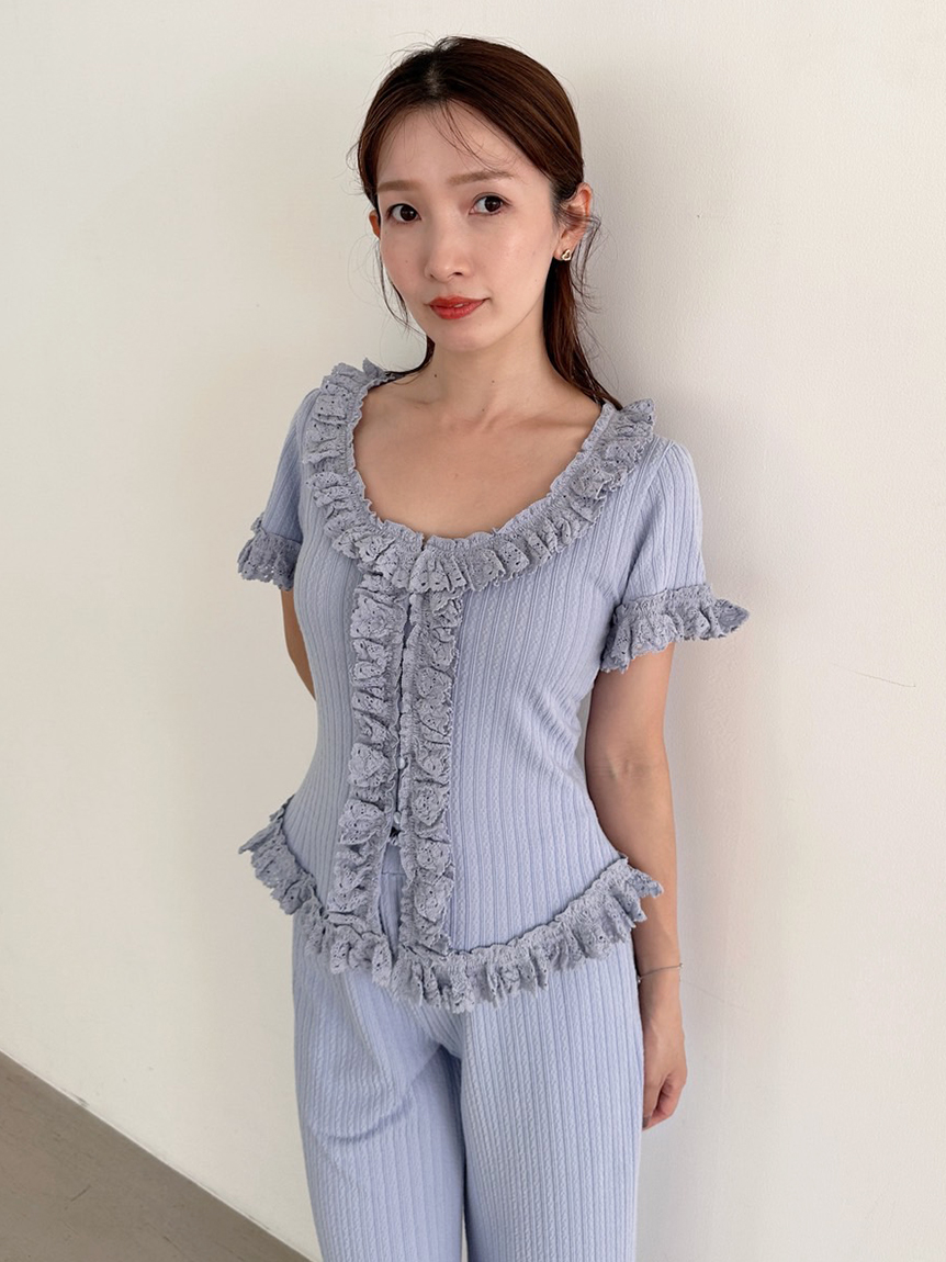 フリルレースカットプルオーバー(カットソー＆Tシャツ