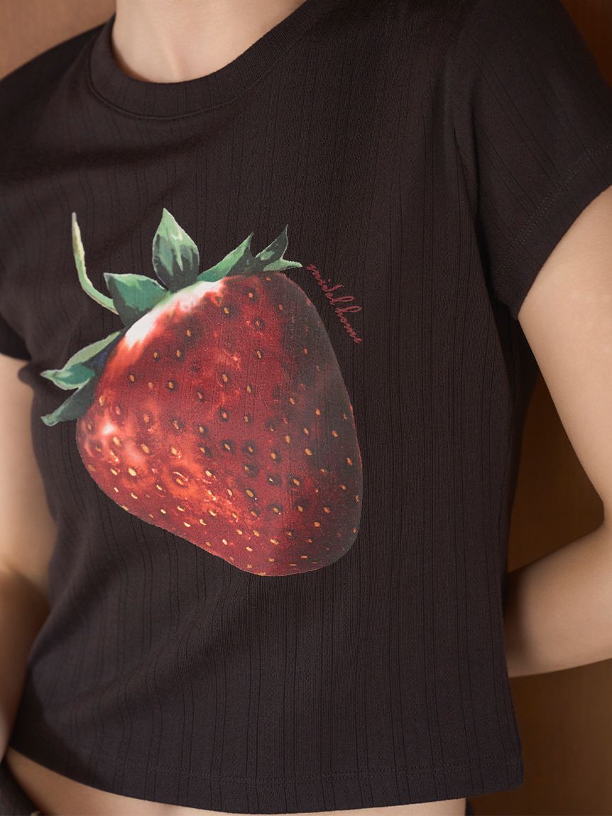 SNIDEL  ストロベリーアイレットミニTシャツ＆ロングパンツセット ストロベリーアイレットミニTシャツ(カットソー＆Tシャツ)｜スナイデル