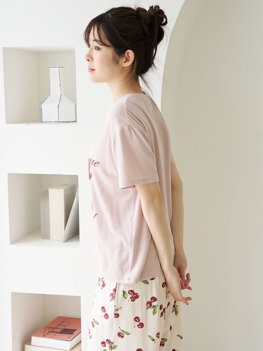 Moilis】チェリーモチーフTシャツ(Tシャツ・カットソー)｜ルームウェア