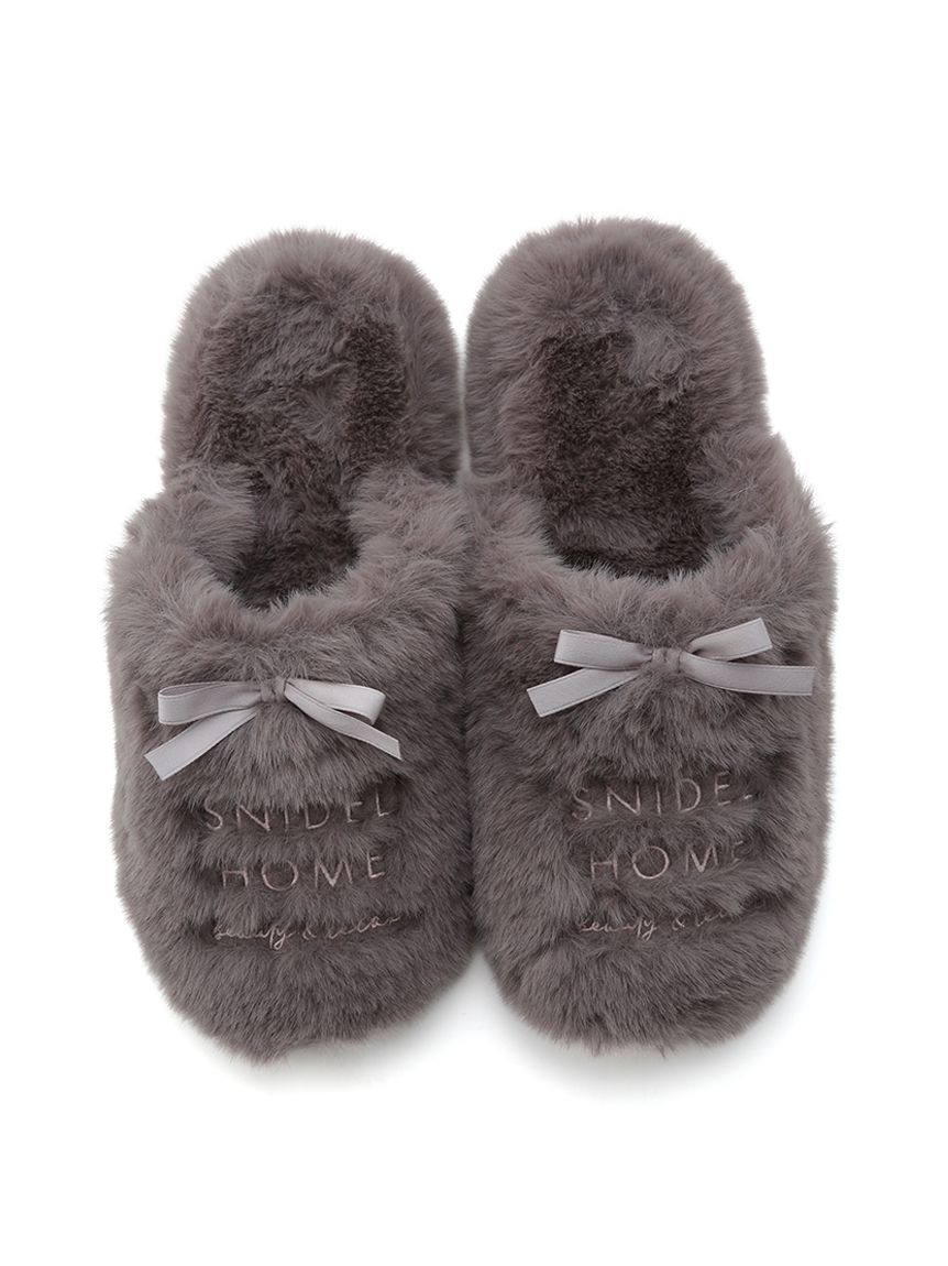 GYDA ファースリッパ 黒 ストーン付き ファースリッパ(ルームシューズ)｜スナイデルホーム｜SNIDEL