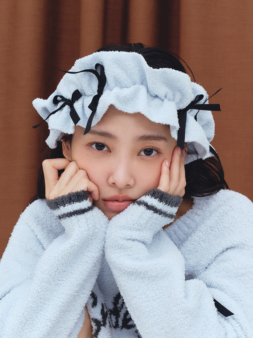 Milcrea】フリルリボンニットヘアバンド(ヘアアクセサリー