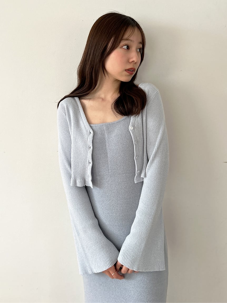 カーディガン×タンクワンピースSET アイボリー FIRST BEAUTY HOME DRESS】カーディガン＆タンクワンピース