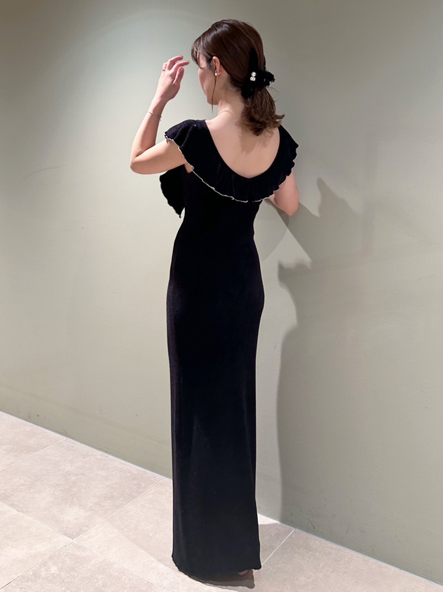 SNIDEL  スナイデルホーム フリルニットワンピース ブラック フリルニットワンピース(ワンピース)｜スナイデルホーム｜SNIDEL