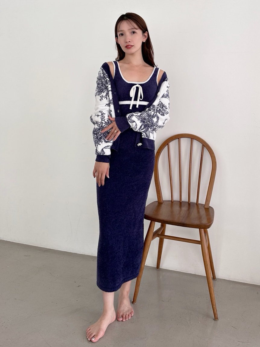 ☆BURBERRY GOLF☆紺ダイヤモンドパターンニットワンピース☆伸縮性有