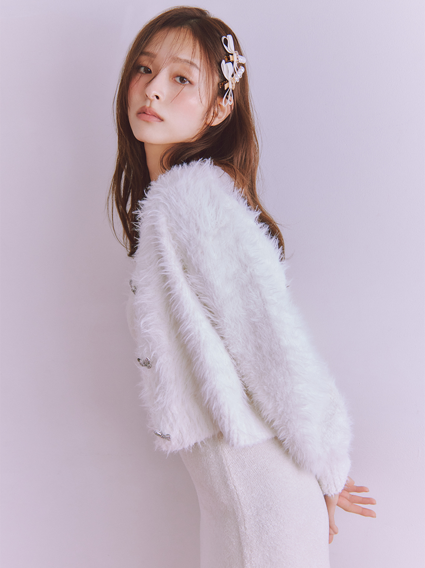 SNIDELスナイデル　シャギーカーデ＆ホルターキャミワンピース　MOC シャギーカーディガン×ワンピースセット(ワンピース)｜スナイデル