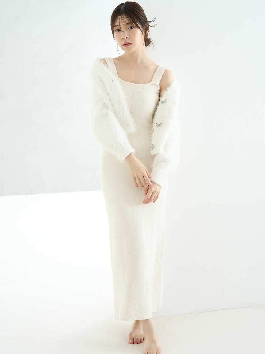 NEW YEAR'S SPECIAL ITEM】シャギーカーディガン×ワンピースセット