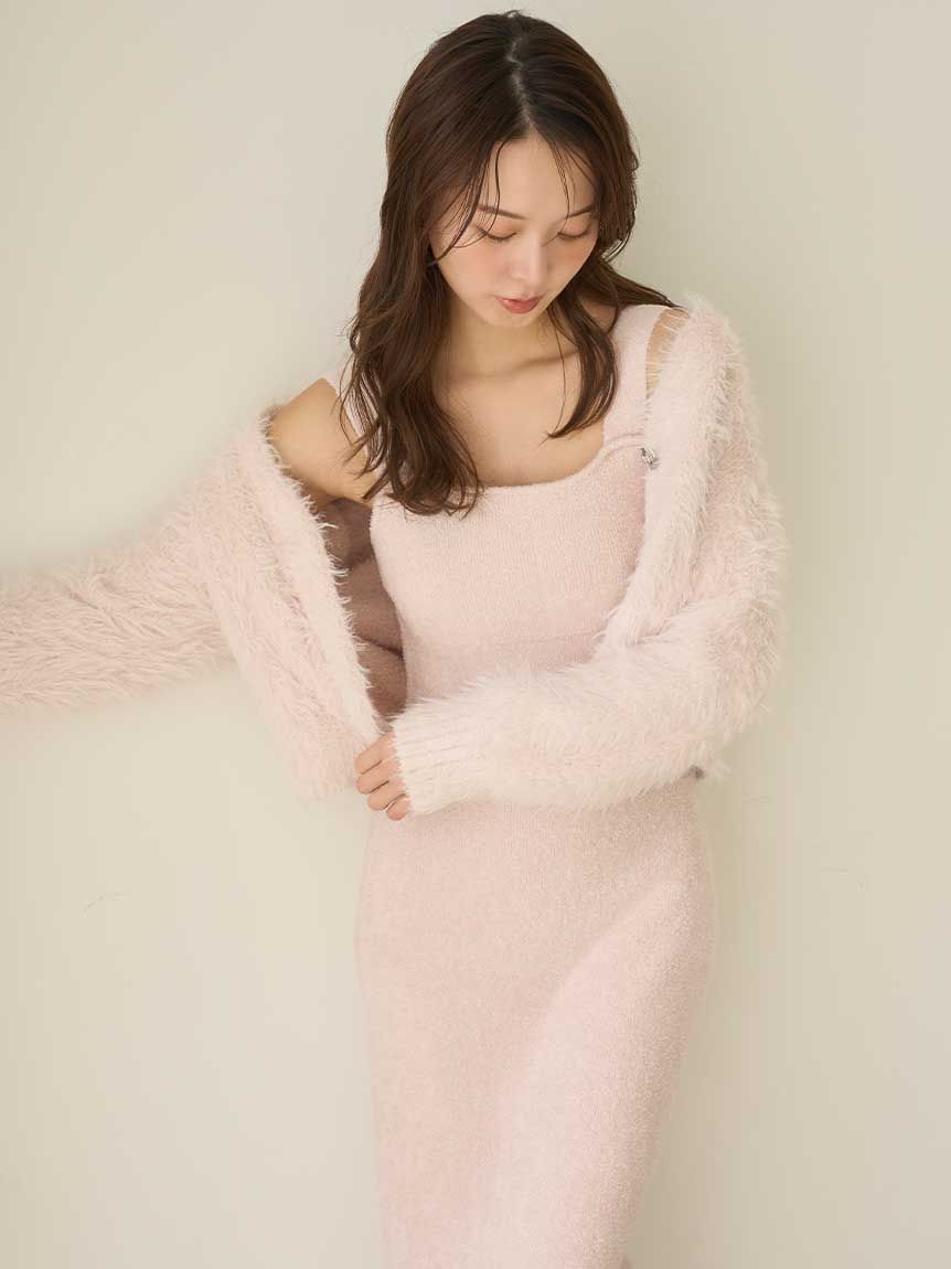 NEW YEAR'S SPECIAL ITEM】シャギーカーディガン×ワンピースセット