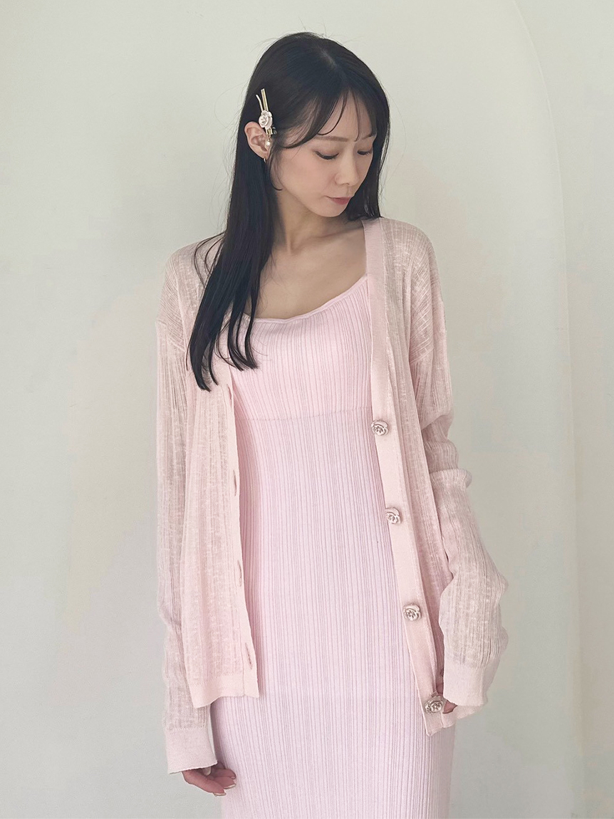 新品　SNIDEL  ワンピース　ピンク　ピケ　スナイデル　ルームウェア ランダムリブコットンニットワンピース(ワンピース)｜ルームウェア