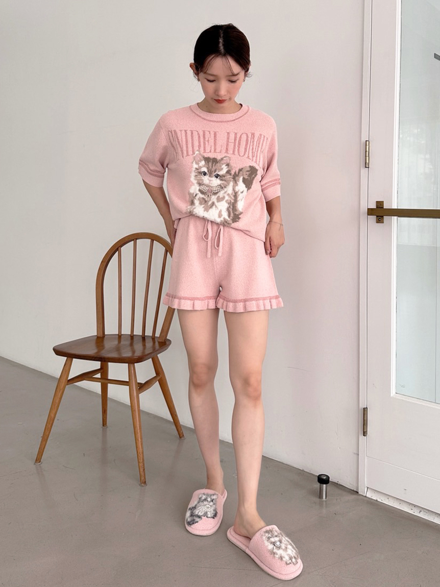スナイデルホーム catラメプルオーバー ショートパンツ SNIDEL HOME パジャマ ルームウェア CATラメニットショートパンツ