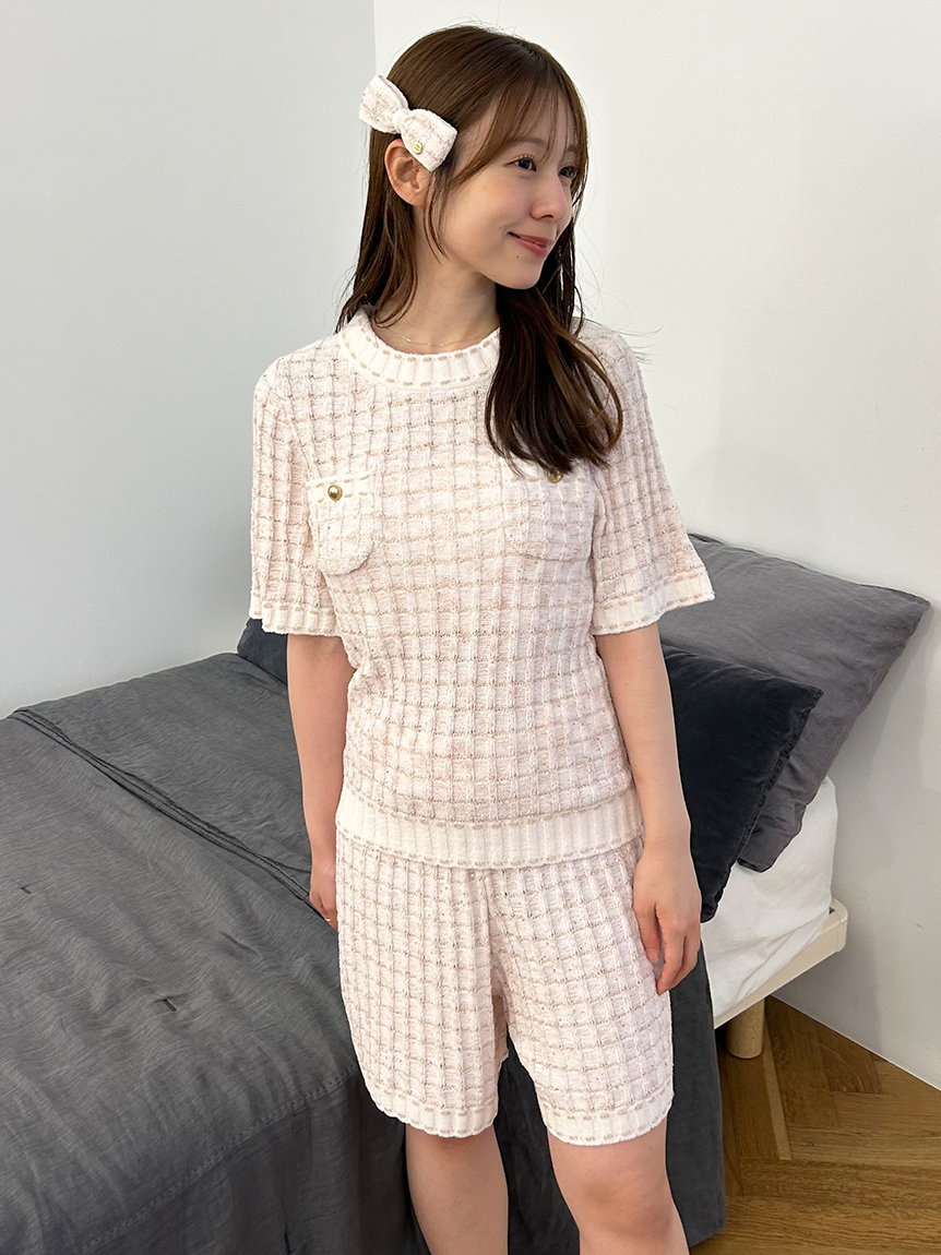 スナイデルホーム catラメプルオーバー ショートパンツ SNIDEL HOME パジャマ ルームウェア CATラメニットショートパンツ