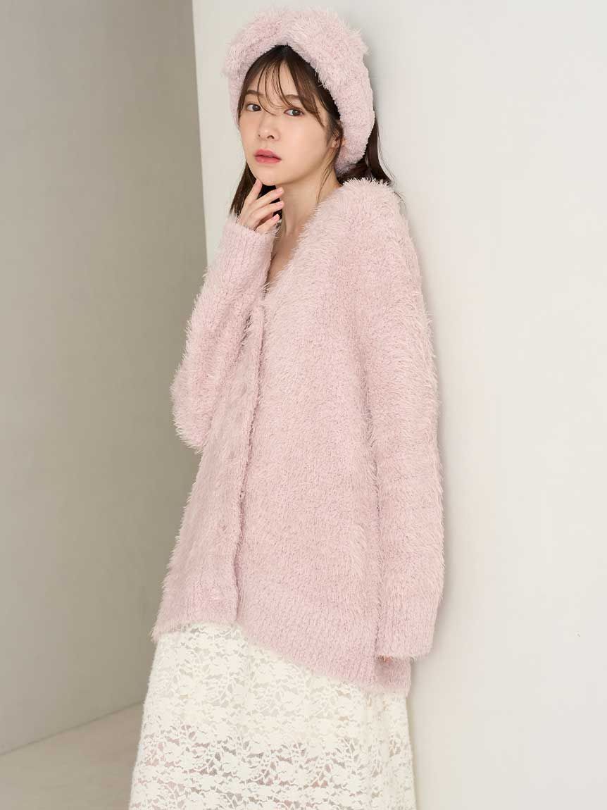 【新品】　SNIDEL シャギーカーディガン 金ボタン　モカ　スナイデル SNIDEL（スナイデル）の「シャギーカーディガン（カーディガン/ボレロ