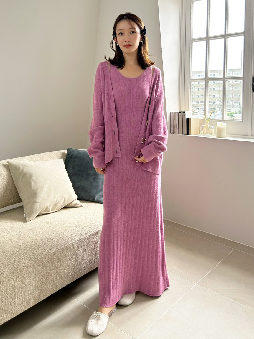 WarmMisty】【吸湿発熱】 ハートボタンカーディガン(カーデ＆ガウン