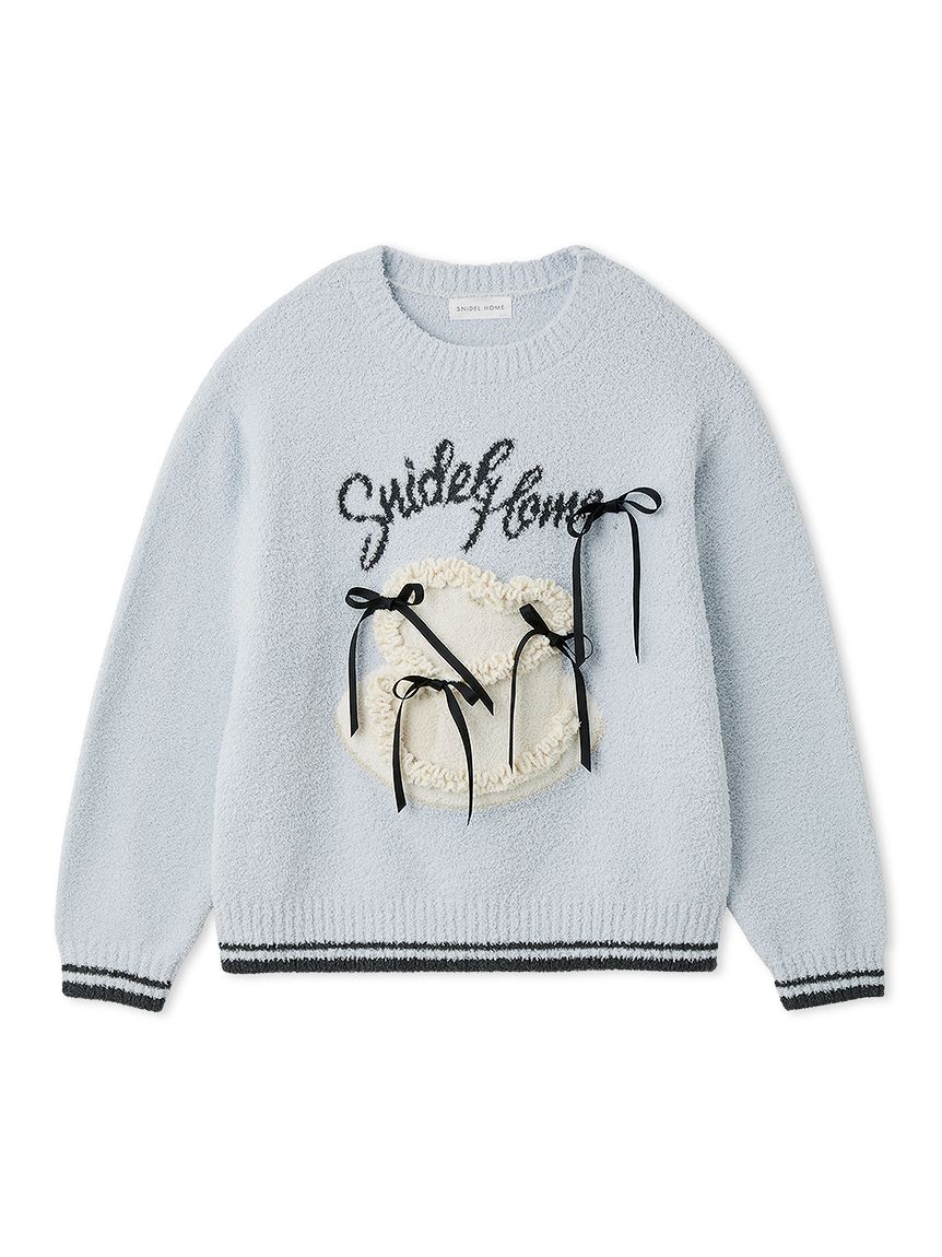 Milcrea】リボンケーキジャガードニットプルオーバー(ニットプル