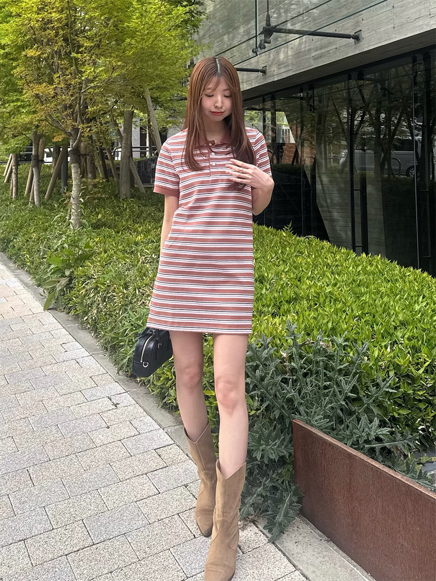 新作/LACOSTE for SNIDELラコステ半袖ポロワンピース/スナイデル LACOSTE/ポロワンピース(ミニワンピース)｜ワンピース｜SNIDEL