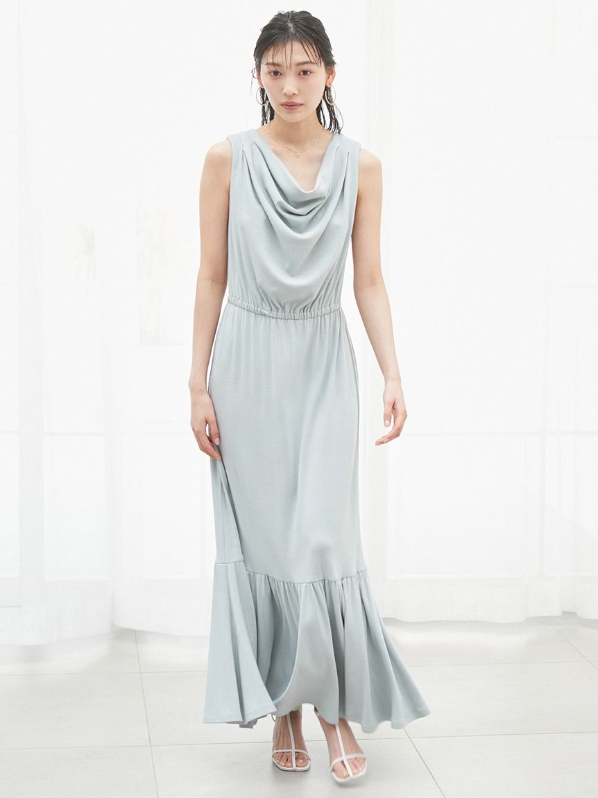 WEB限定カラーあり】ドレープネックカットワンピース(マキシ・ロング