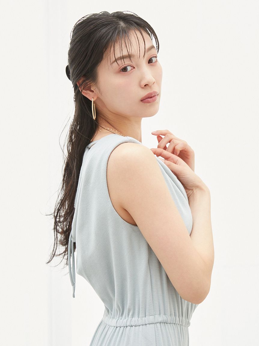 WEB限定カラーあり】ドレープネックカットワンピース(マキシ