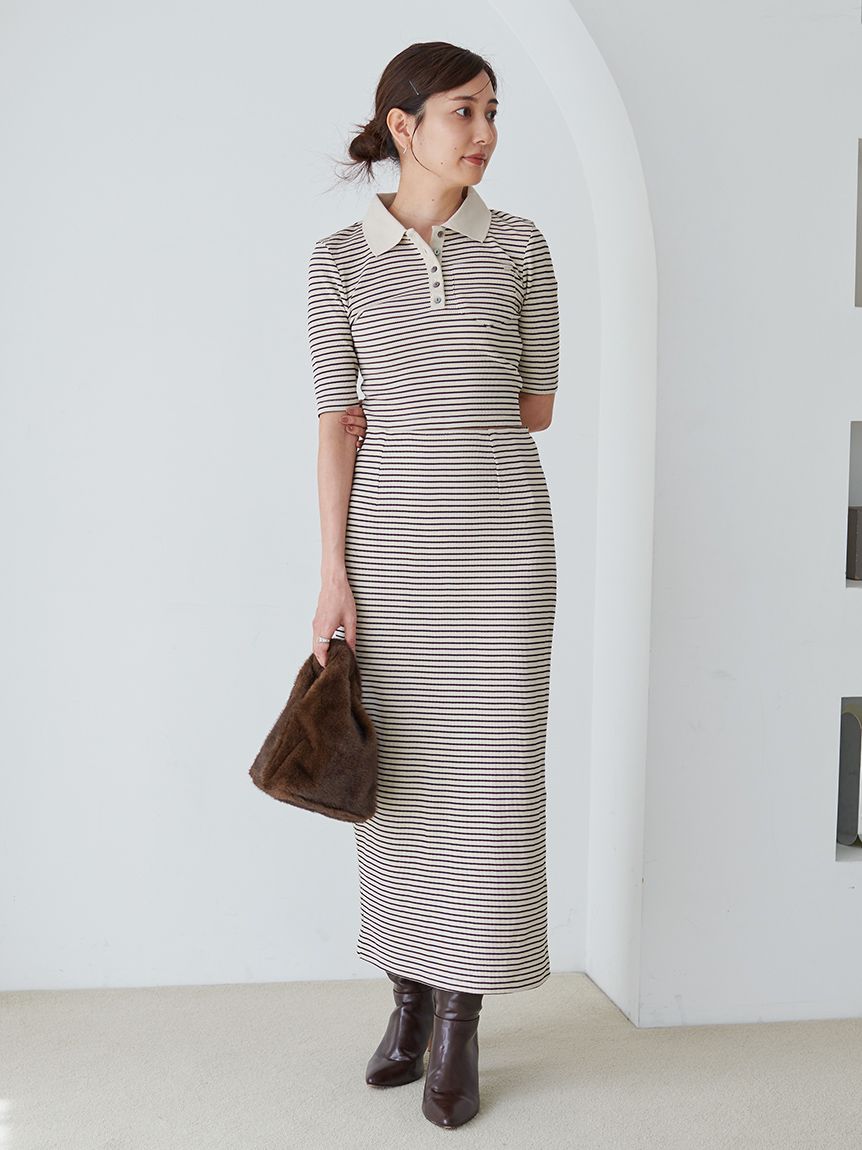 ハーフスリーブポロカットセット(トップス＆ボトムセット)｜ワンピース