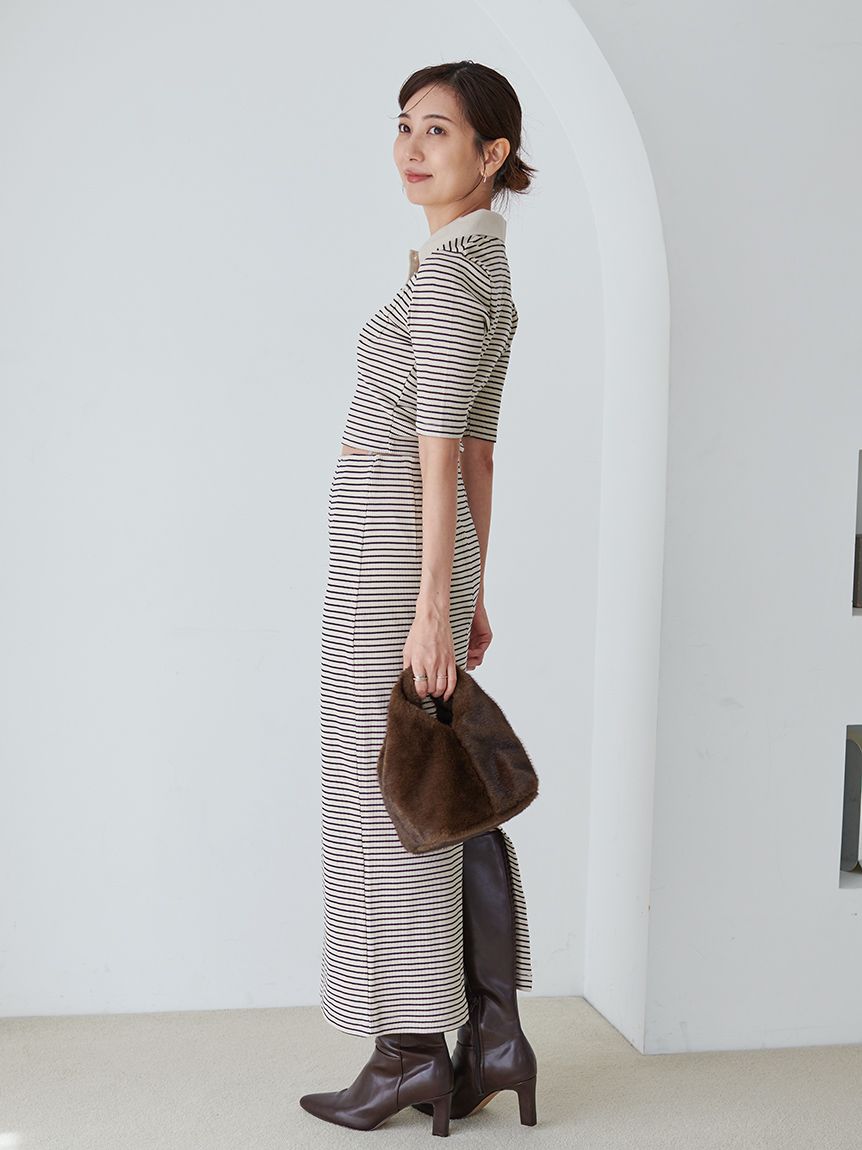 ハーフスリーブポロカットセット(トップス＆ボトムセット)｜ワンピース