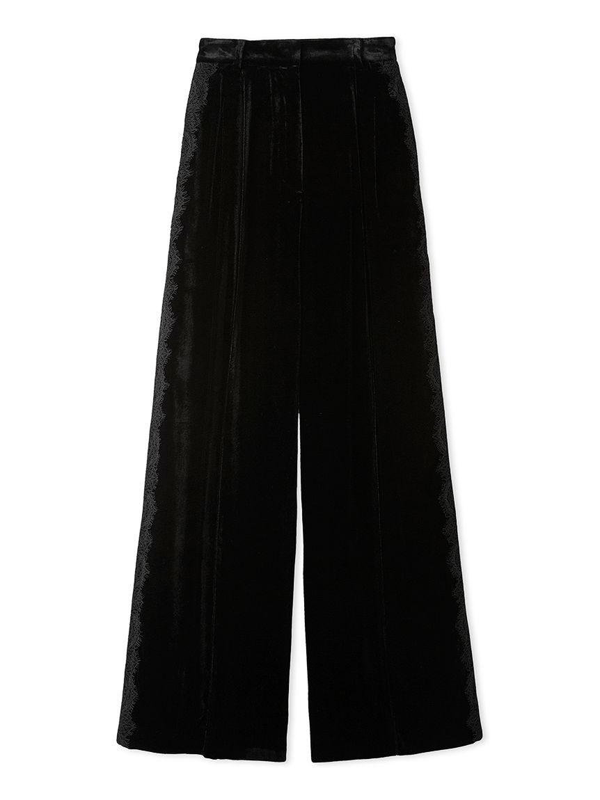 セットアップ対応】レースディティールベロアパンツ(ロングパンツ