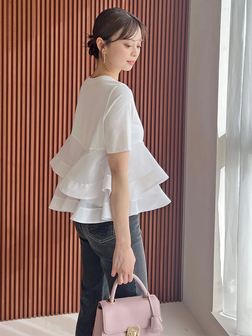 異素材ペプラムTシャツ(Tシャツ・カットソー)｜トップス｜SNIDEL